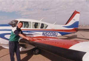 Bob Unser showing his Piper PA-23-250 Aztec with Micro VGs on wings